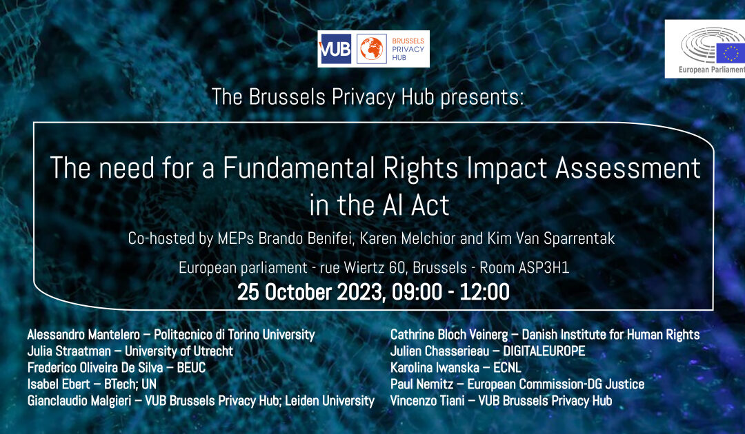 25 October: The need for a Fundamental Rights Impact Assessment in the AI Act