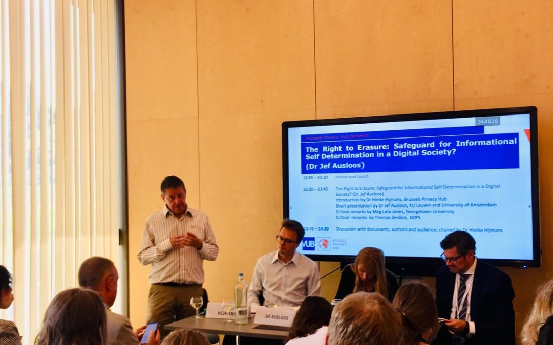 Meet the Author Series: “The Right to Erasure: Safeguard for Informational Self Determination in a Digital Society?” with Dr. Jef Ausloos